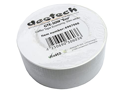 Gaffa Tape 50mm x 50m Gewebe-Klebeband Panzer-Band-Tape Stagetape, weiß von deetech