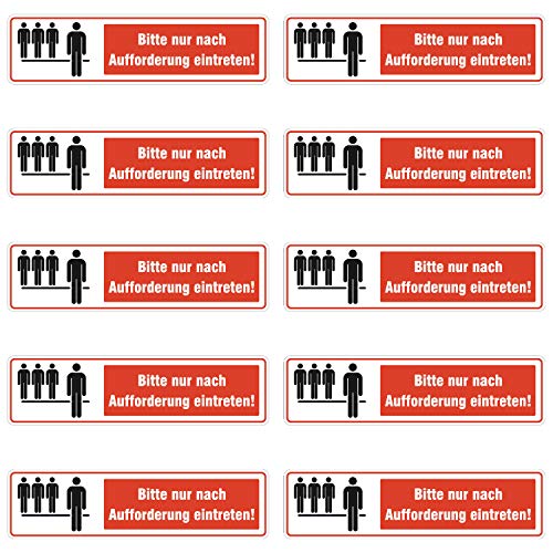 10x Bitte nur nach Aufforderung eintreten Aufkleber 15x4cm - Nur nach Aufforderung hereingehen Sticker Supermarkt Geschäft Lokal Betrieb Firma wetterfest von deformaze