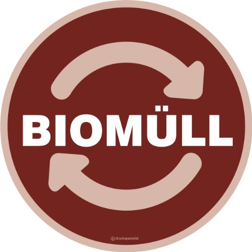 Aufkleber BIOMÜLL Mülltonne Abfall Recycling Wertstoffkennzeichnung 9 cm rund von deformaze