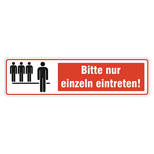 Bitte nur einzeln eintreten Aufkleber 15x4cm - Nur 1 Person eintreten Hinweis Sticker für Supermarkt Geschäft Lokal Betrieb Firma wetterfest von deformaze