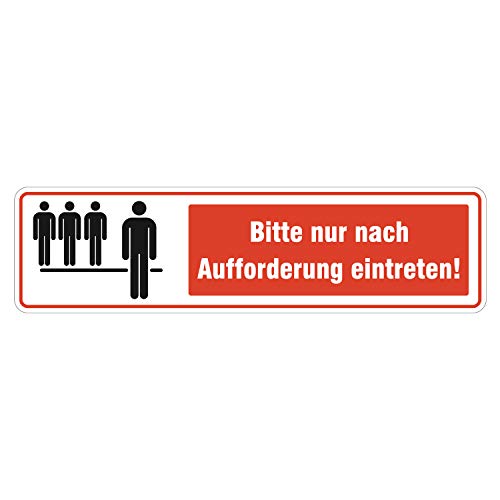 Bitte nur nach Aufforderung eintreten Aufkleber 15x4cm - Nur nach Aufforderung hereingehen Sticker Supermarkt Geschäft Lokal Betrieb Firma wetterfest von deformaze