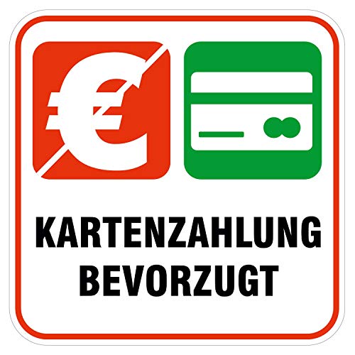 deformaze Sticker Kartenzahlung bevorzugt Aufkleber Zahlungsmethoden Bezahlung 10 x 10 cm Selbstklebend UV Wetterfest für Firma Geschäft Shop Tür Fenster Kasse für außen und innen von deformaze