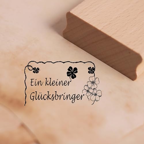 Motivstempel Ein kleiner Glückbringer - Kleeblatt Etikett Glück Stempel Holzstempel 48 x 28 mm von dekolando