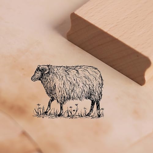 Motivstempel Heidschnucke geht - Schaf Stempel Holzstempel 48 x 36 mm von dekolando