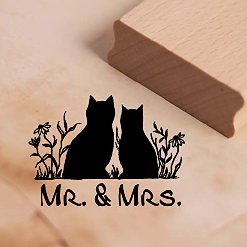 Motivstempel Katzenpaar Mr. & Mrs. Stempel Katzen Liebe 38 x 27 mm von dekolando