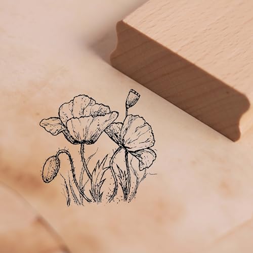 Motivstempel Mohnblume - Mohn Klatschmohn Stempel Holzstempel 48 x 48 mm von dekolando