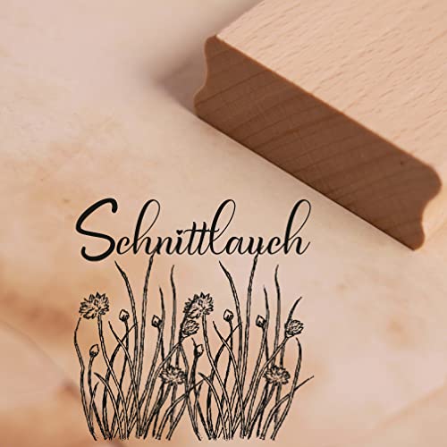 Motivstempel Schnittlauch - Kräuter Gewürz Küchenkräuter Stempel Küche Garten Holzstempel 48 x 48 mm von dekolando