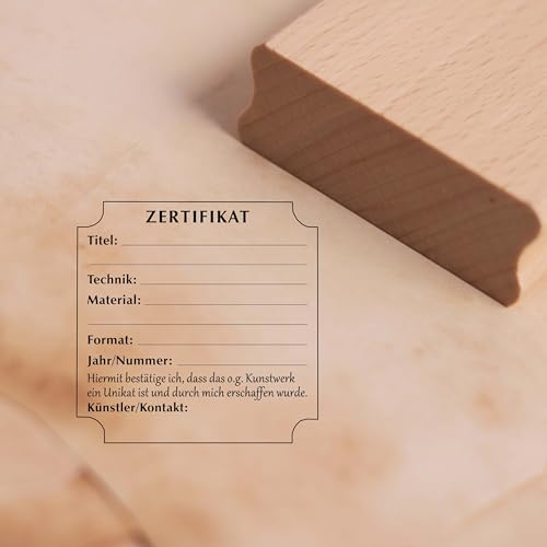 Motivstempel Zertifikat Etikett - Stempel Holzstempel 68 x 68 mm von dekolando