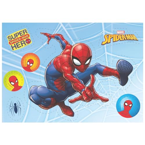 Dekora, Essbare Spiderman Oblate, Geburtstagskuchendeko für Kinder, Personalisiere deine Torte mit Spiderman, A5-Blatt, 114421 von dekora