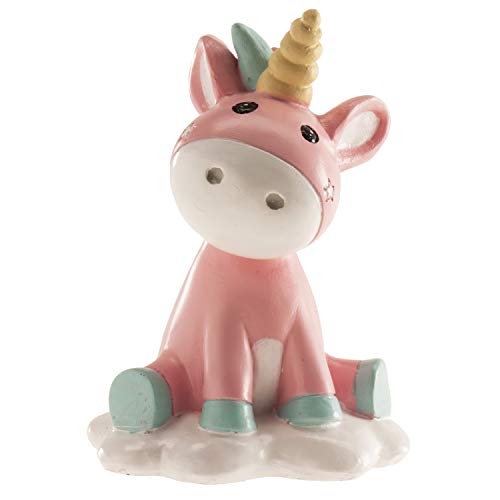 Dekora 310137 Taufe Deko Tortenfigur für Tauftorte Einhorn-10 cm, Einhorn, bunt von dekora