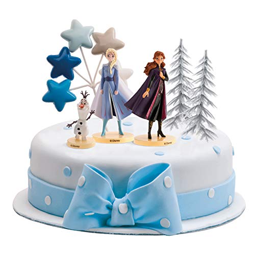 Dekora Kit Disney Frozen Die Eiskönigin Tortenfigur mit Tortentoppers-ELSA, Anna und Olaf, Mehrfarbig, Verschiedene Größen, 6 von dekora