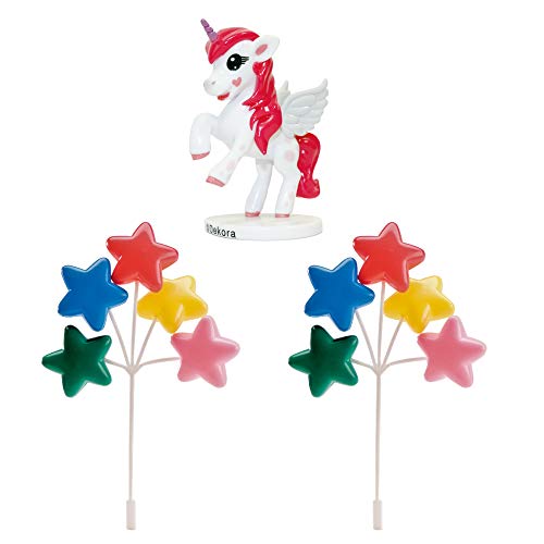 Dekora - Tortendeko Geburtstag Set | Torten Deko Geburtstag Set mit Einhorn Figur und Cake Topper - Torten Zubehör aus PVC von dekora