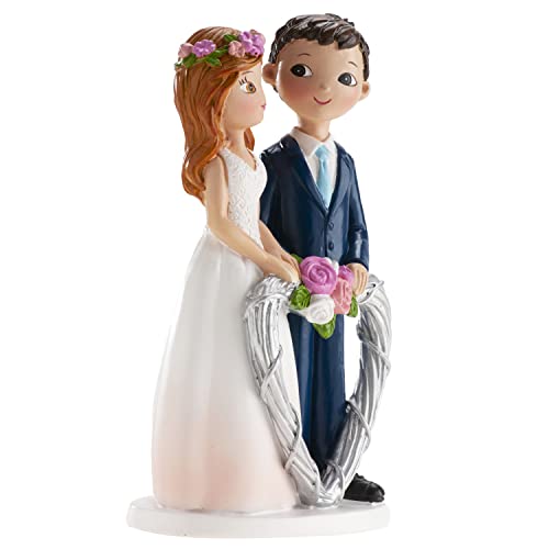 dekora - Dekoration für Hochzeitstorte | Puppen Kuchen Hochzeit Braut Herz - 16 cm, 305103, Bunt von dekora