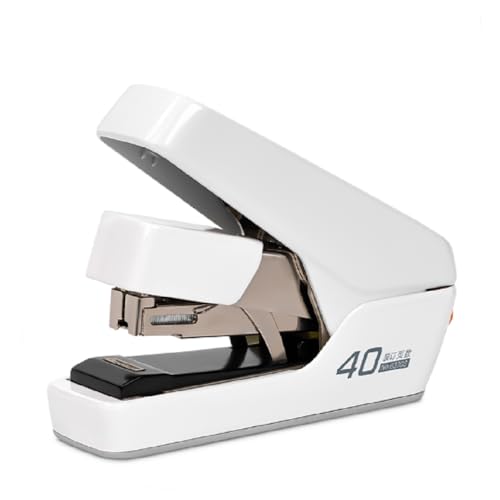 Effortless Desktop Stapler, Heavy Duty Stapler, 40-50 Sheet Capacity, One Finger, No Effort, includes Staples & Staple Remover, White von deli