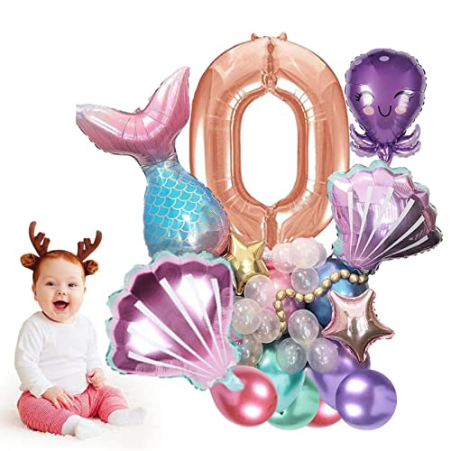 Meerjungfrau Partydekorationen Mädchen - Dreaming Meerjungfrau Luftballons Baby Shower Dekor,Latex Luftballons Shell Folie Luftballons für Dekor, Unterwasser Themenpartys Delr von delr