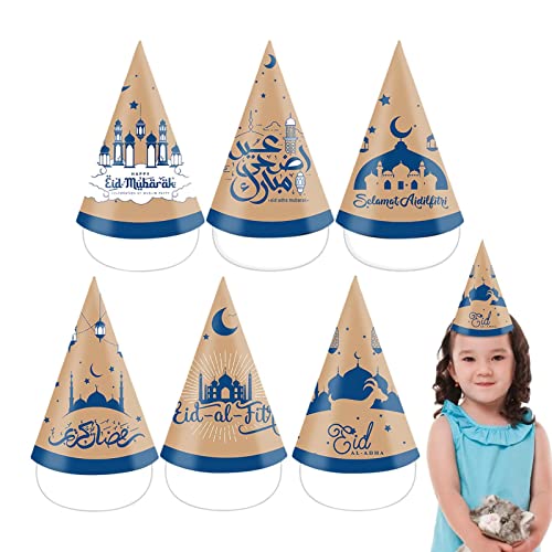 Party Kegel Hut - 6 Stück Kegel Eid Paper Caps für Menschen aus dem Nahen Osten - Lustige einfach zu bedienende Eid Art Craft Caps Glücklich für Kinder, Erwachsene, Jungen, Mädchen Delr von delr