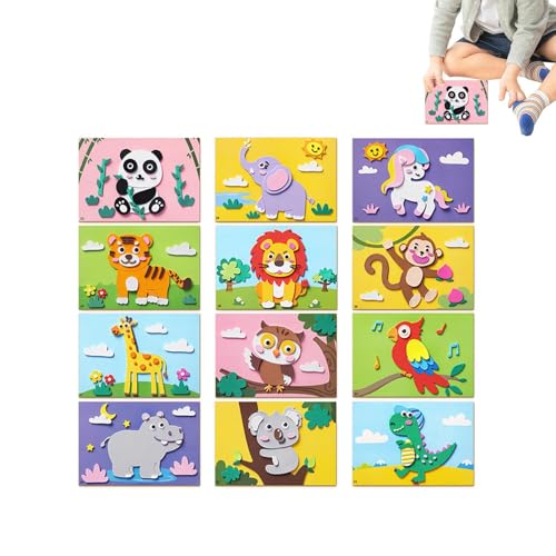 demaxiyad Cartoon-EVA-Aufkleberspielzeug, 3D-EVA-Schaumaufkleber | Cartoon-Lernspielzeug,Mosaik-Sticker-Kunst-Sets für Weihnachtsstrumpf-Geschenke im Kindergarten von demaxiyad