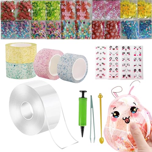 demaxiyad Tape Bubble Kit,Bubbles Tape Kit für Kleinkinder, Elastisches Blasen, handgefertigtes DIY-Handwerk, Elastisches, handgefertigtes -Handwerk, Luftblasenband, elastischer Ballonbandstreifen, von demaxiyad