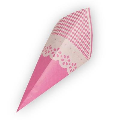 der-verpackungs-profi 1000 Papiertüten, Rosa, 19 cm x 12.5, 125g, Kegelförmig, Wegwerfbar, Kopffalt, Polypropylen (PP), für 19 cm Fahne von der-verpackungs-profi