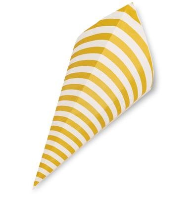 1000 Spitztüten Mandel Papiertüten Papierbeutel (Streifen gelb, 200g / 21cm Fahne) von der-verpackungs-profi