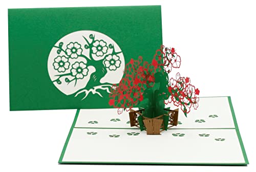 design3dkarten® Bonsai, Blumenstrauß, Blumen, 3d Klappkarte, Pop Up Karte, Glückwunschkarte, Grußkarte, Geschenkkarte von design3dkarten