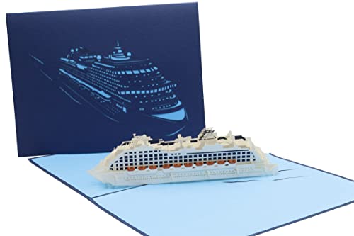 design3dkarten® Kreuzfahrtschiff, Ozeanriese, Passagierschiff Reise-gutschein maritim, Boot, 3d Klappkarte, Pop Up Karte, Glückwunschkarte, Grußkarte, Geschenkkarte von design3dkarten