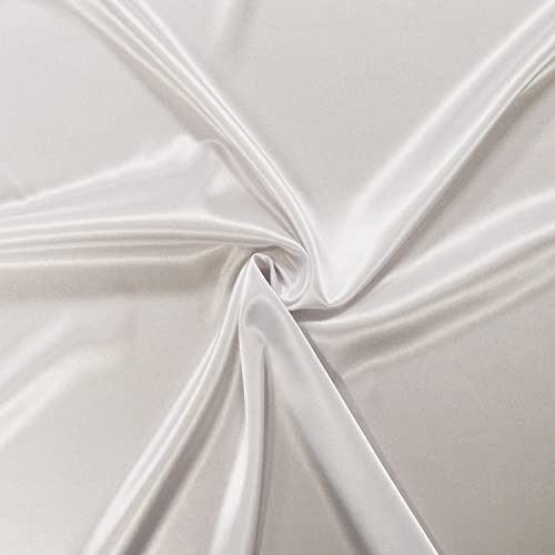Satinstoff - 3 Meter Stoff aus fließendem Satin, Polyester/Elastan – wunderschöne Qualität – Stoff für Kleid, Rock oder Tunika (Weiß) von designers-factory