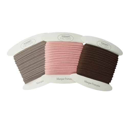 Set aus 3 Baumwolle paspelband - Farben: Braun, Taupe, Babyrosa - Einfach zu nähen und ideal zum Veredeln Ihrer Kreationen. (Satz mit 3 Stück (5 Meter pro Farbe), Satz G) von designers-factory