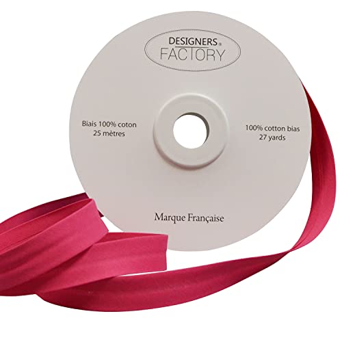 25 Meter Spule Schrägband baumwolle gefalzt - Mehrere Farben erhältlich - Schöne Qualität Schrägband aus 100% Baumwolle. (Fuchsia) von designers-factory