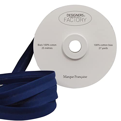 designers-factory 25 Meter Spule Schrägband baumwolle gefalzt - Mehrere Farben erhältlich - Schöne Qualität Schrägband aus 100% Baumwolle. (Navy blau) von designers-factory