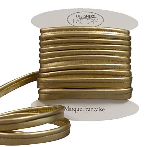 designers-factory Paspelband aus Kunstleder, goldfarben, weich, schöne Qualität – Golden paspelband, verkauft um 5 Meter von designers-factory