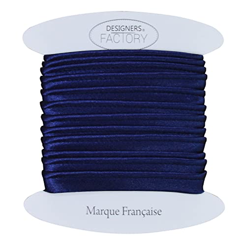 designers-factory Schöne Satin paspelband - ideal für raffinierte Abschlüsse, zum Anbringen zwischen 2 Stoffen oder am Rand Ihrer Kreationen. (Um 10 Meter, Marineblau) von designers-factory