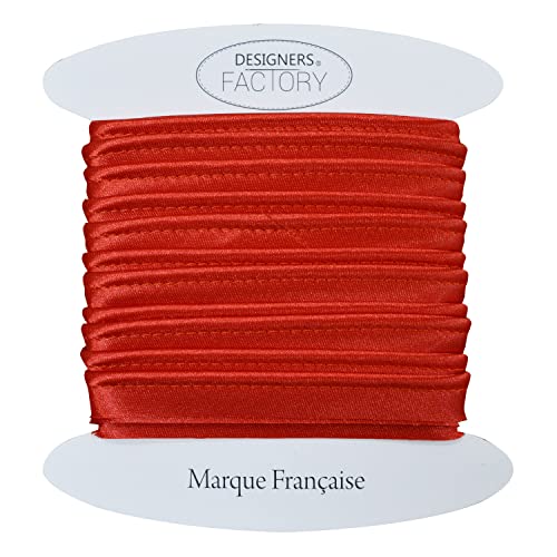 designers-factory Schöne Satin paspelband - ideal für raffinierte Abschlüsse, zum Anbringen zwischen 2 Stoffen oder am Rand Ihrer Kreationen. (Um 5 Meter, Rot) von designers-factory