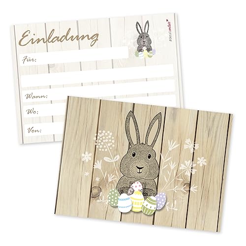 #detailverliebt 15 Oster-Einladungen I dv_090 I DIN A6 I Ostern Brunch Essen Osterhase Hase Eier Familien-Fest Einladungs-Karten Postkarten-Set Shabby beschreibbar von #detailverliebt