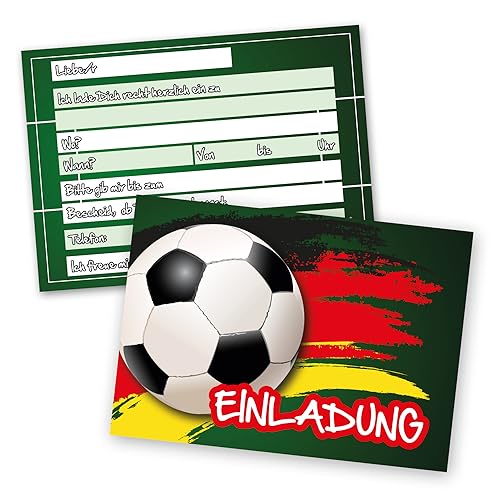 #detailverliebt 15 Fußball Einladungskarten I dv037 I DIN A6 I Einladung Set Kinder-Geburtstag zur Einschulung zum Ausfüllen für Kinder Jungen Jungs von #detailverliebt