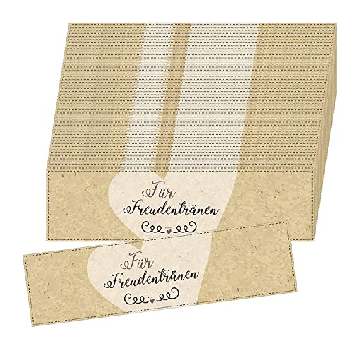 48 Papier-Banderolen für Freudentränen I dv138 I Set braun I Taschentücherbanderole Hochzeit Tränen Kirche Trauung Herz Dekoration von #detailverliebt