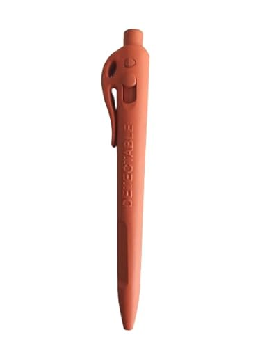 Detektierbarer Kugelschreiber, robust, einziehbare Mine mit Clip - detectable retractable pen (10 Stück, Orange) von detektierbar.de