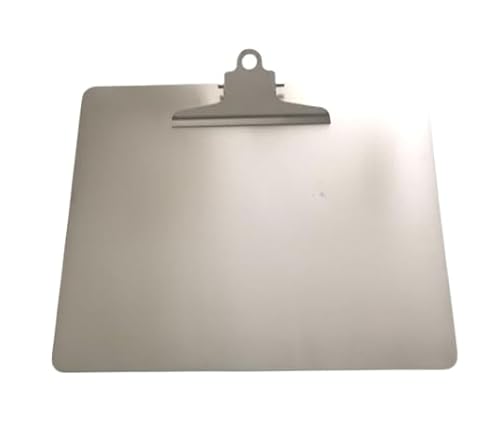 Detektierbares Edelstahl Klemmbrett A4 Querformat - Robust, Hygienisch, Industriequalität, Schreibplatte, Clipboard 32cm x 27cm, Lebensmittelecht, Pharma geeignet von detektierbar.de