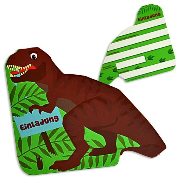 Einladungskarten in T-Rex-Form, 6er Pack, mit Textfeldern 16 × 12 cm von dh-konzept