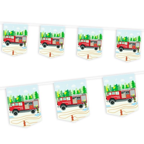 Feuerwehr Wimpelbanner, 1 Stk, 3,5m Wimpelkette mit Feuerwehrautos Feuerwehr Wimpelbanner, 1 Stk, 3,5m Wimpelkette mit Feuerwehrautos