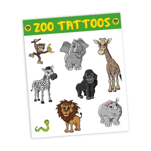 Tattoobogen "Zootiere" mit 8 Tattoos von dh-konzept