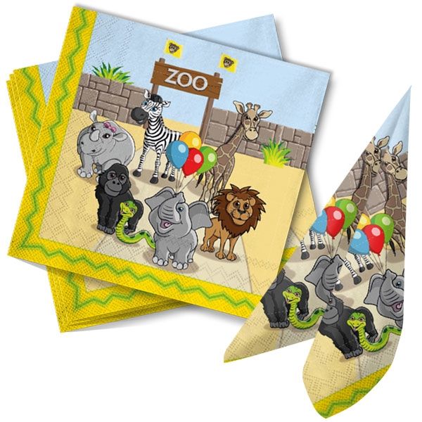 Zoo Servietten, 20er Pck, 33x33cm, 3-lagig von dh-konzept