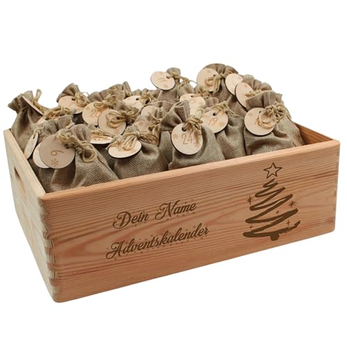 Adventskalender mit Name, Adventskalender zum Befüllen, Adventskiste Kinder, Adventskalender Kinder, Adventskiste personalisiert, Weihnachtskalender aus Holz mit Namen Weinachtsbaum von die-veredler