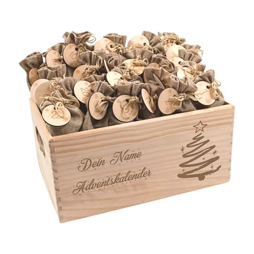 Adventskalender mit Name, Adventskalender zum Befüllen, Adventskiste Kinder, Adventskalender Kinder, Adventskiste personalisiert, Weihnachtskalender aus Nadel-Holz mit Namen Baum von die-veredler