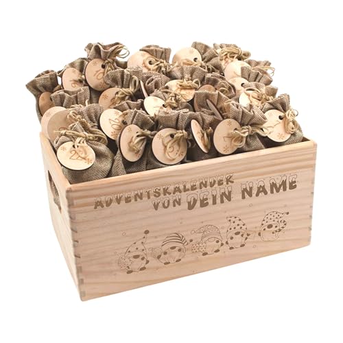 Adventskalender mit Name, Adventskalender zum Befüllen, Adventskiste Kinder, Adventskalender Kinder, Adventskiste personalisiert, Weihnachtskalender aus Nadel-Holz mit Namen Wichtel von die-veredler