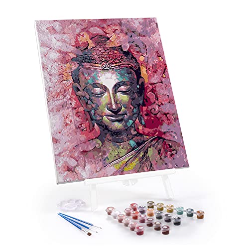 digitCUBE Malen nach Zahlen Set 40x50cm mit Rahmen ohne Staffelei (Buddha ohne Staffelei) von digitCUBE