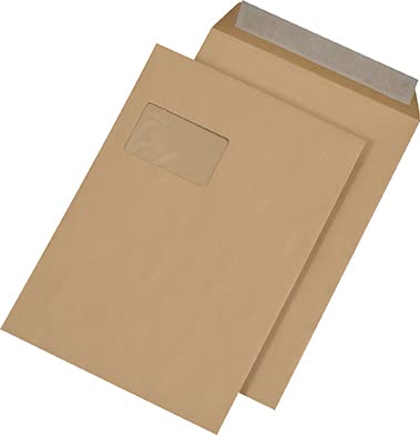 1000 Stück Versandtaschen DIN C4 mit Fenster 229 x 324 mm HK 90 g/m² BRAUN dimapax von dimapax