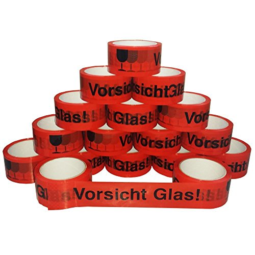 12x Klebeband 50mm x 66m 'Vorsicht Glas' dimapax von dimapax