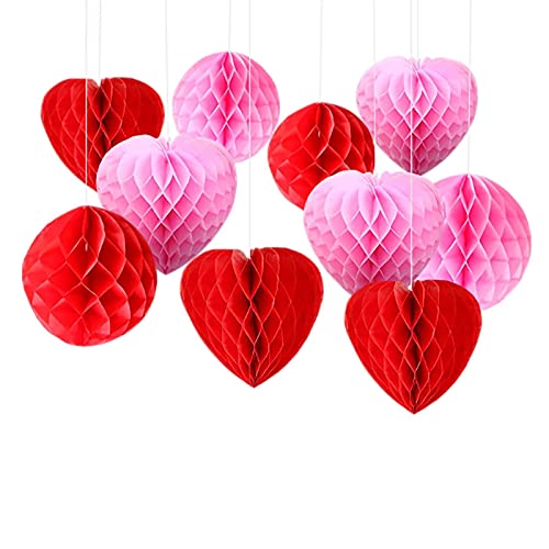 dinghaole 10 Wabenbälle Dekoration Verlobung deko Romantische deko Valentines day decorations Heiratsantrag deko Romantik deko Herz deko rosa von dinghaole