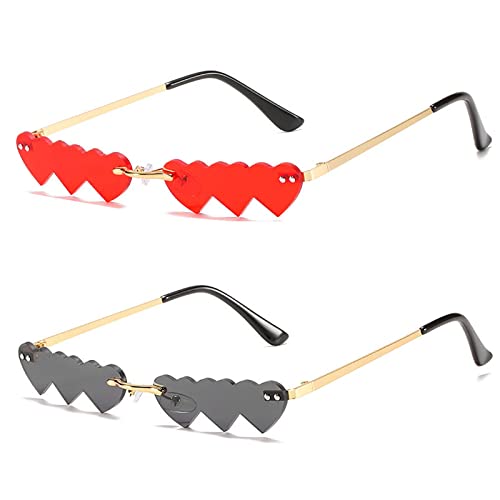 dinghaole Herz Sonnenbrillen herz Herzbrille Hippie brille Party rave brille Irregular Shape Retro rave Sunglasses 2 Paar von dinghaole